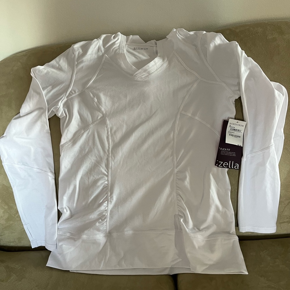 Brand new with tags Zella from Nordstrom white performance pullover with hood